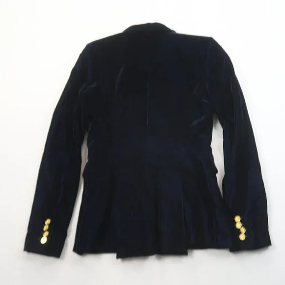 Smythe Velvet Peaked Lapel Blazer Navy Blue Size 2 - Picture 5 of 13
